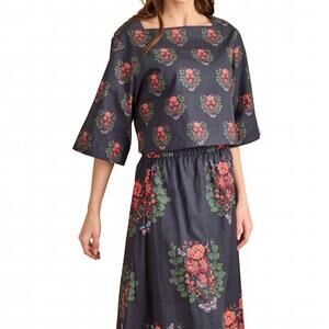 NEW DOUBLE A angie 3/4 sleeve top in small terrace